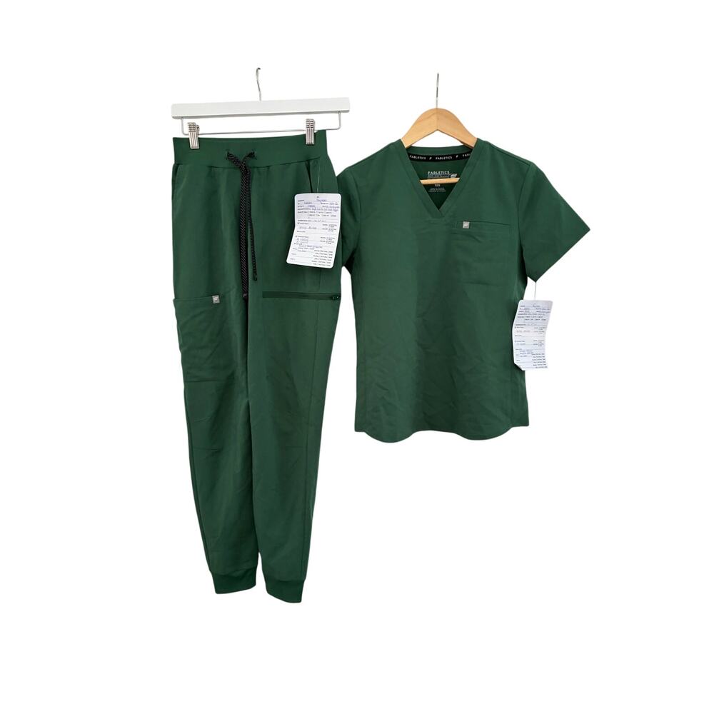 Fabletics NWOT XXS High Rise On Call Jogger Hunter Green & XXS 1 Pocket Top READ